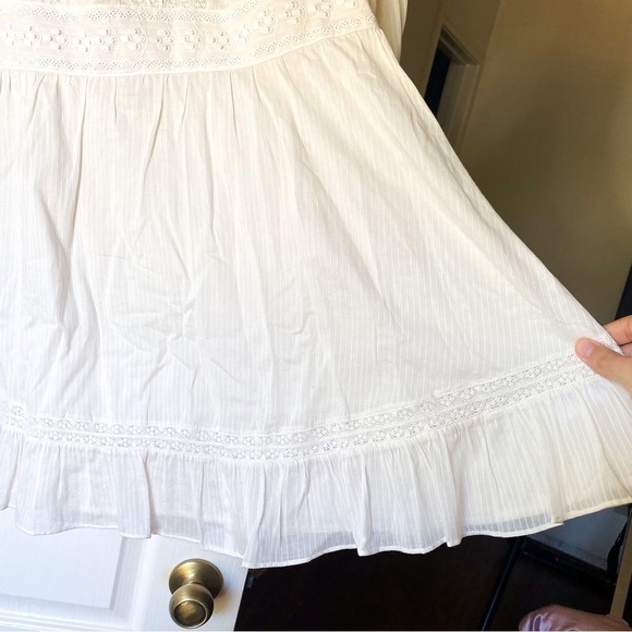 Reformation Dress Elisabetta Lace Long-Sleeve Cotton Mini Peasant Cream 10 EUC - Picture 4 of 10